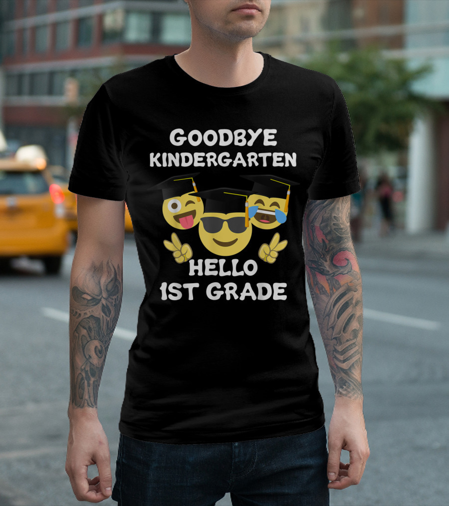 Goodbye Kindergarten Hello 1st Grade Emojis Graduation T-Shirt