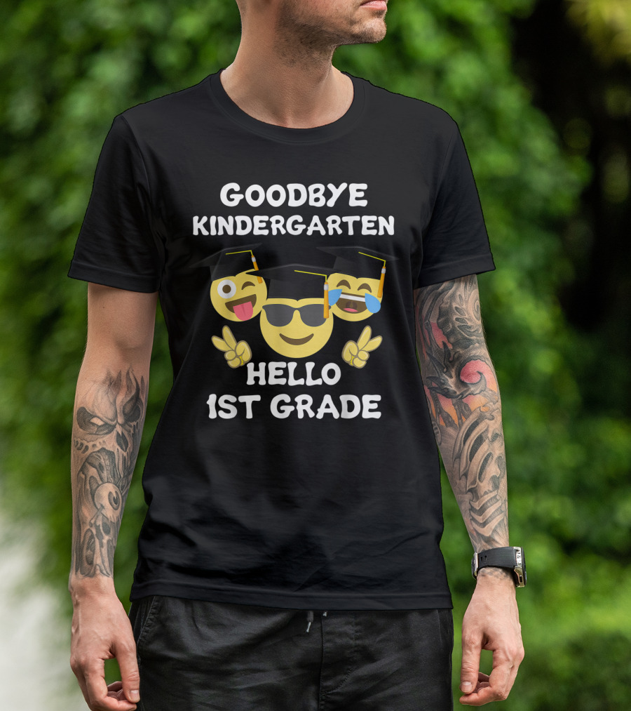 Goodbye Kindergarten Hello 1st Grade Emojis Graduation T-Shirt