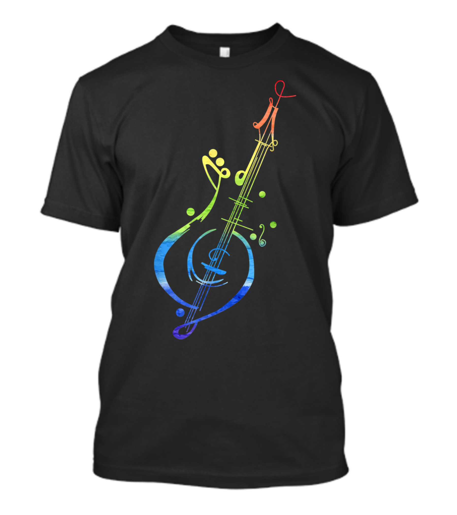 Guitar Music Notes Clef Rainbow Guitarist T-Shirt