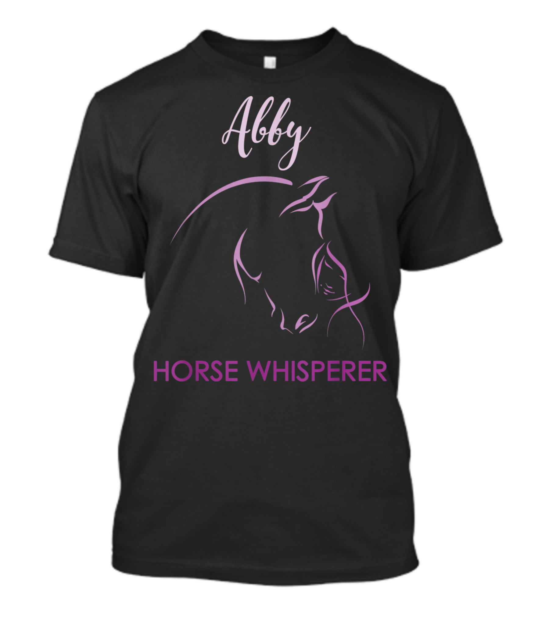 Abby Horse Whisperer Personalized Name Elegant Purple Horse Outline T-Shirt