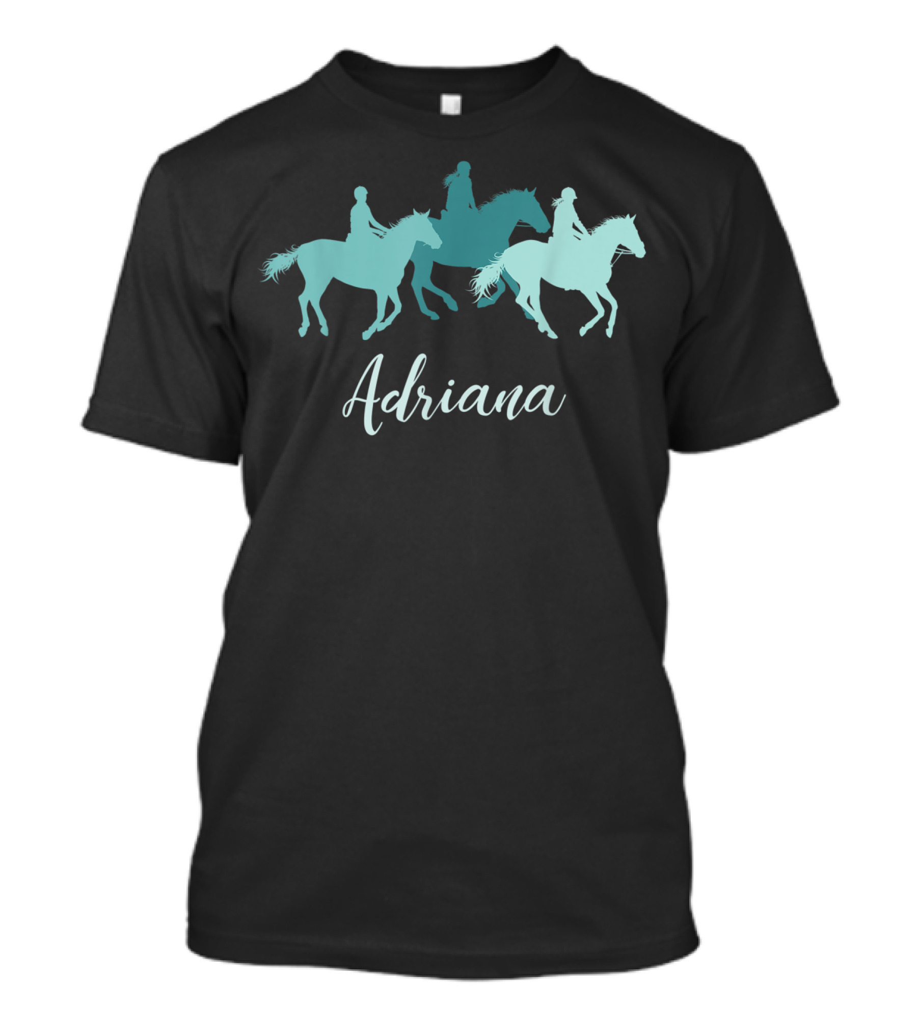 Adriana Horse Riding Silhouette Personalized Name T-Shirt