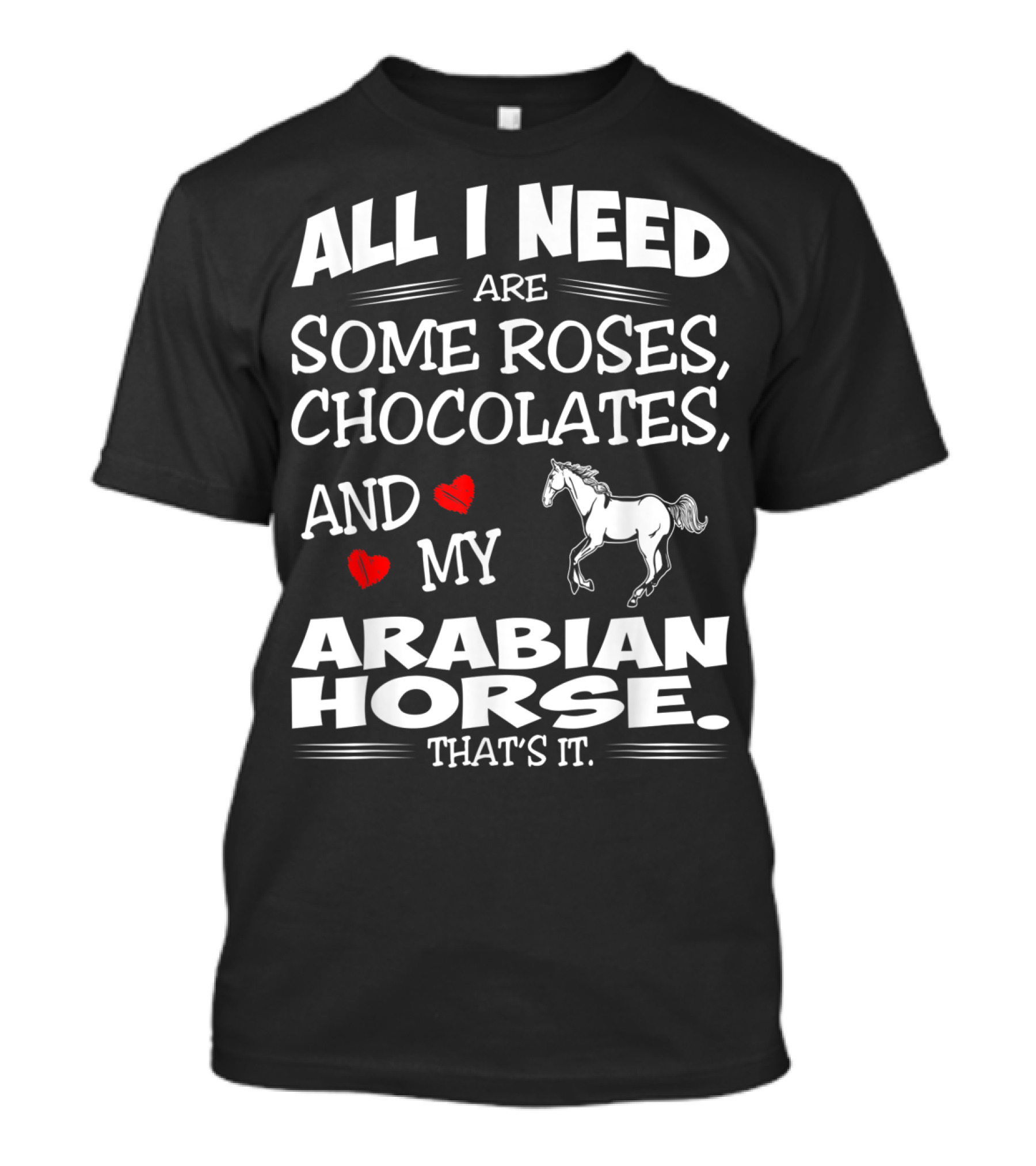 ALL I NEED ARE SOME ROSES, CHOCOLATES, AND MY ARABIAN HORSE THAT'S IT T-Shirt