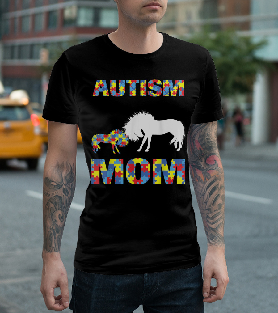 AUTISM MOM Horse Puzzle Piece T-Shirt