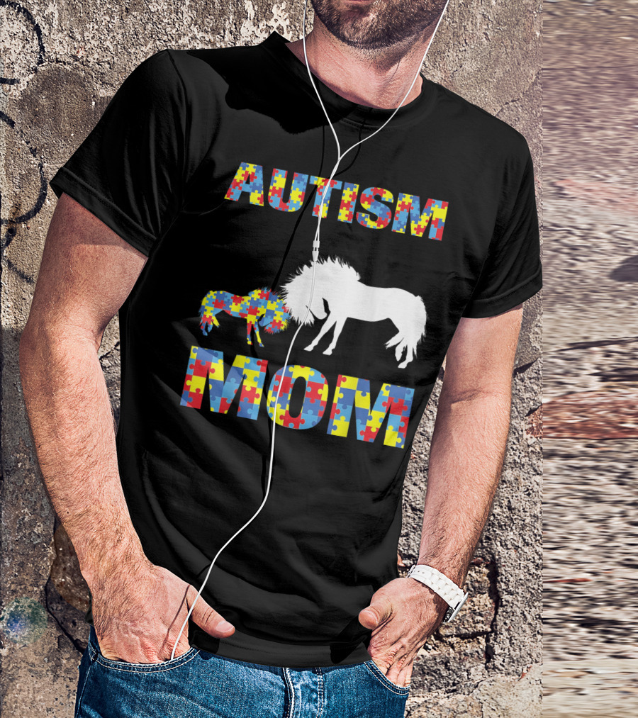 AUTISM MOM Horse Puzzle Piece T-Shirt