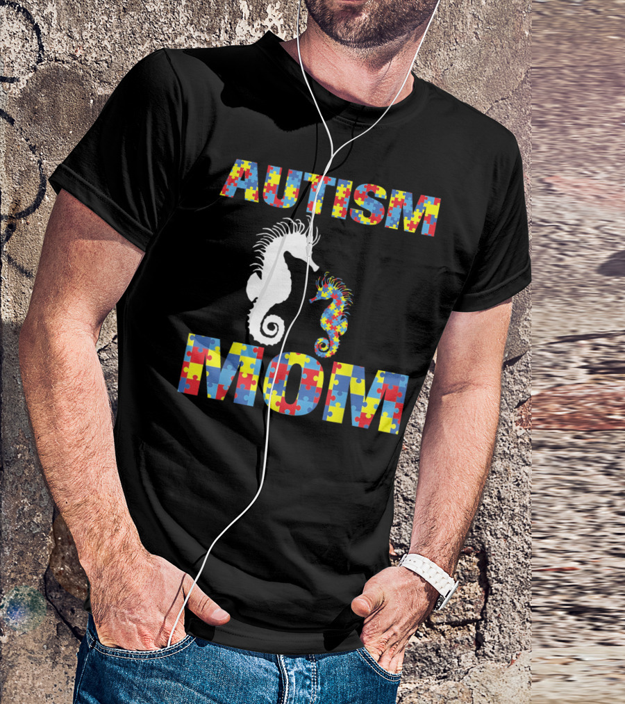 Autism Mom Seahorse Puzzle Piece T-Shirt
