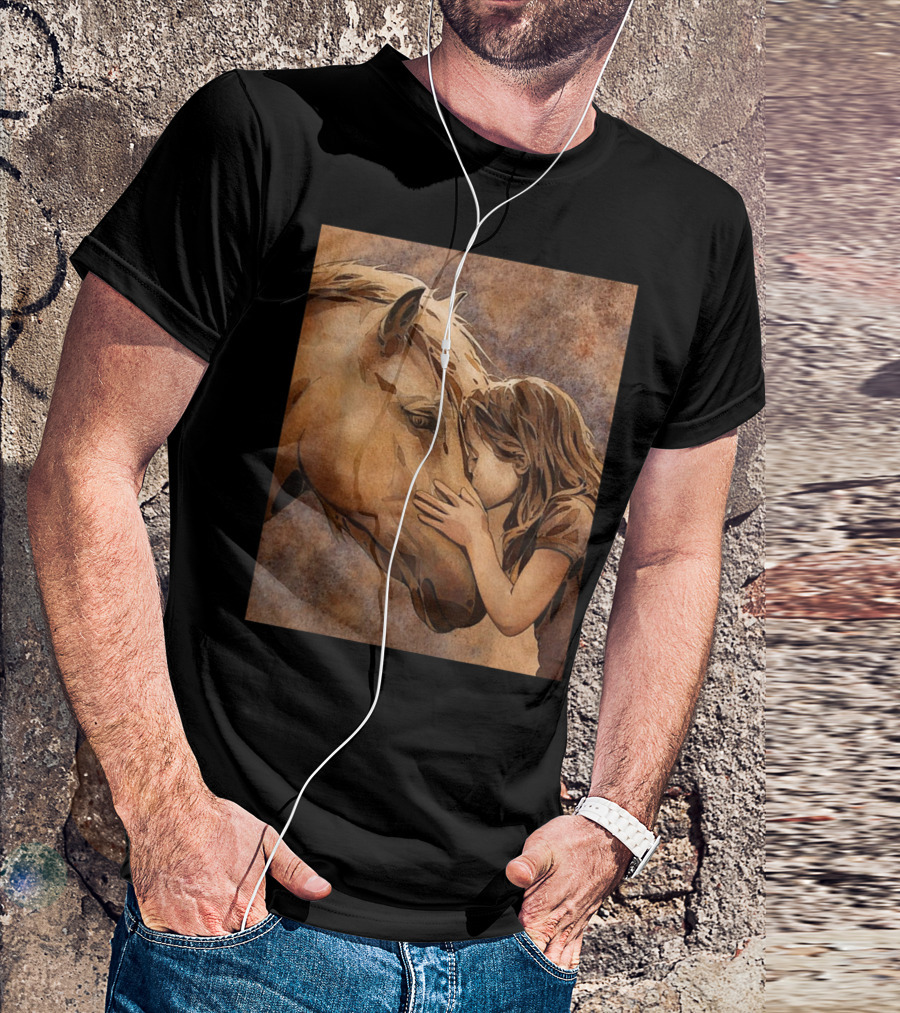 Amazing Horse Girl Tenderly Embraces Horse T-Shirt