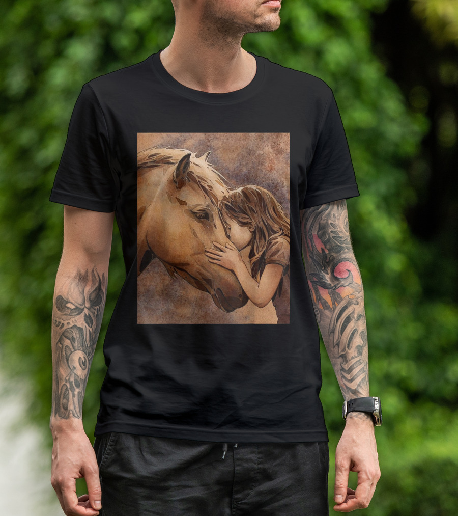 Amazing Horse Girl Tenderly Embraces Horse T-Shirt