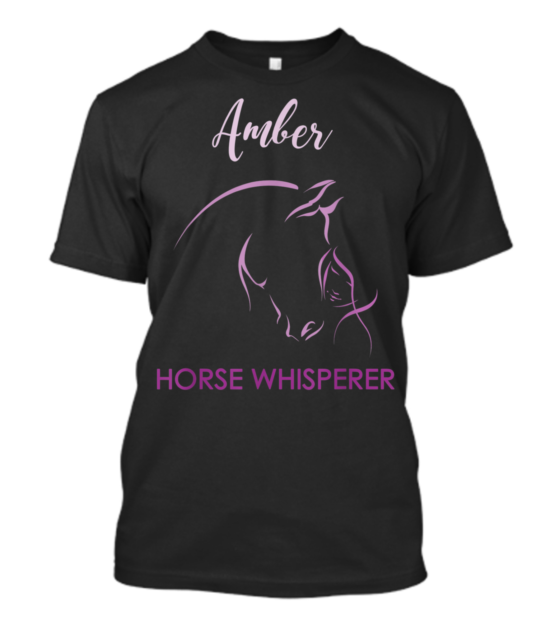 Amber Horse Whisperer Personalized Name Purple Horse Sketch T-Shirt