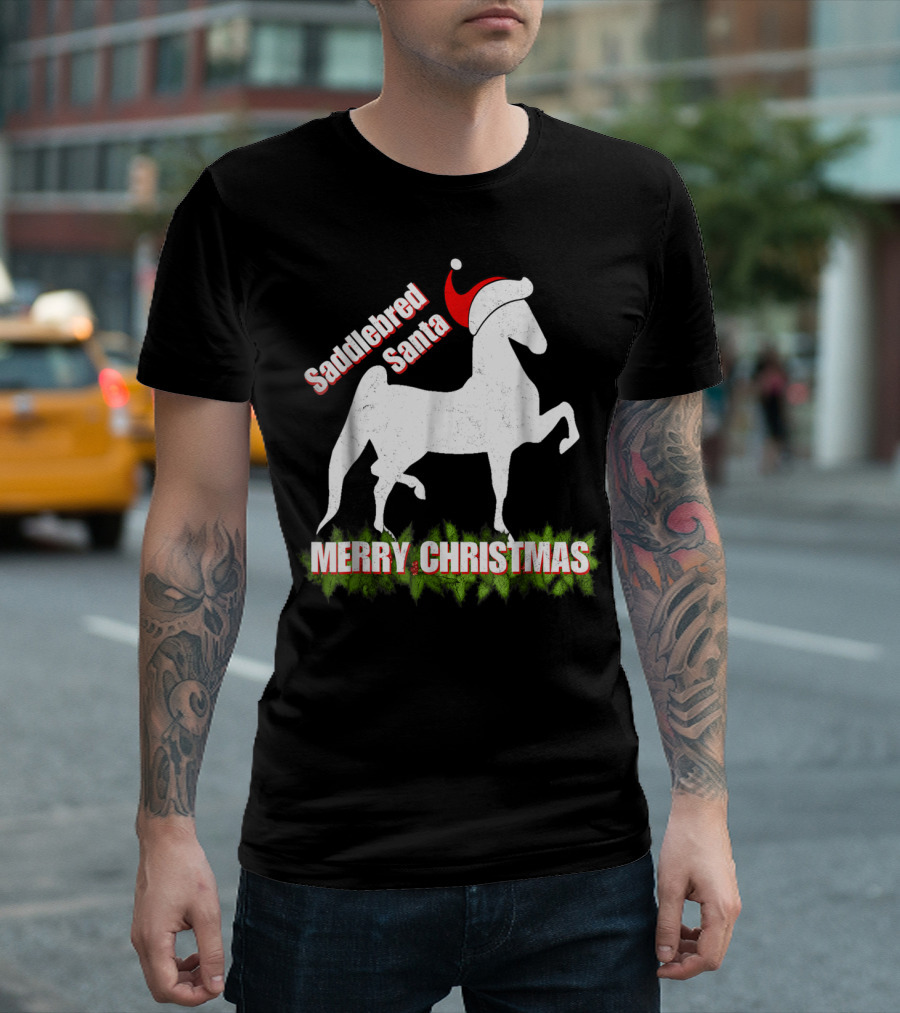 Saddlebred Santa Merry Christmas American Saddlebred Horse Training Gaited BH T-Shirt