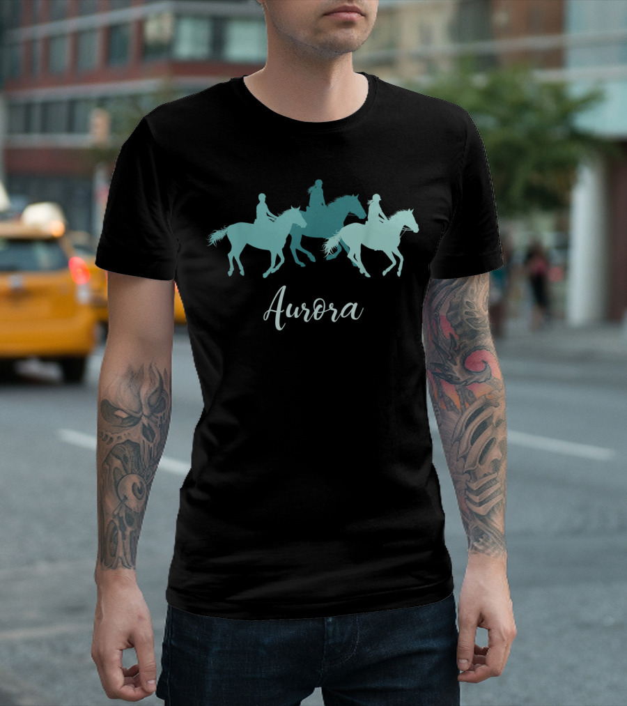 Aurora Personalized Horse Girl Birthday T-Shirt