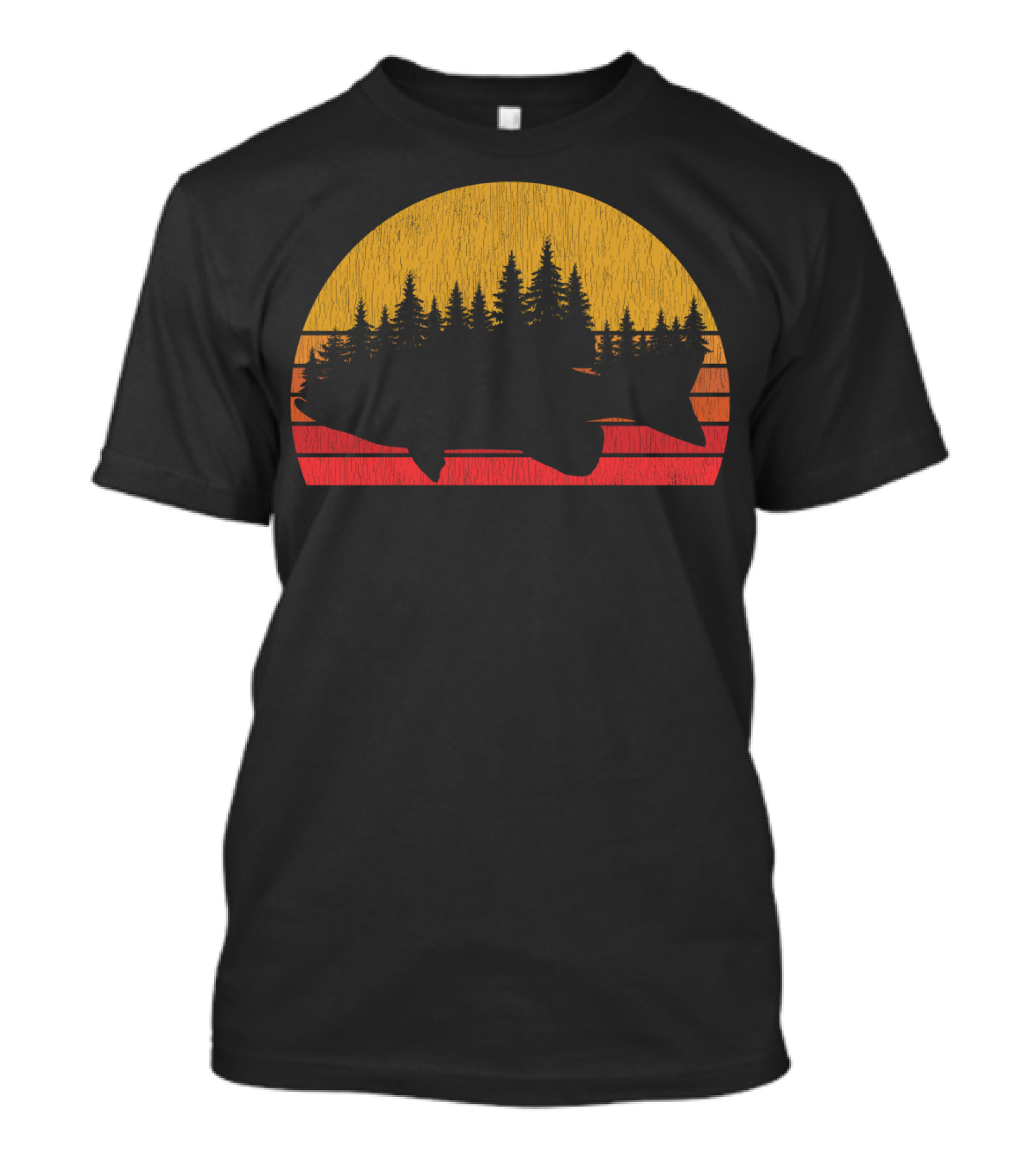 Largemouth Bass Forest Sunset Fishing T-Shirt