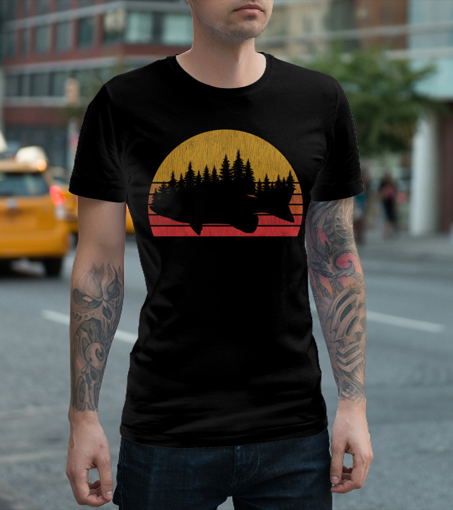 Largemouth Bass Forest Sunset Fishing T-Shirt