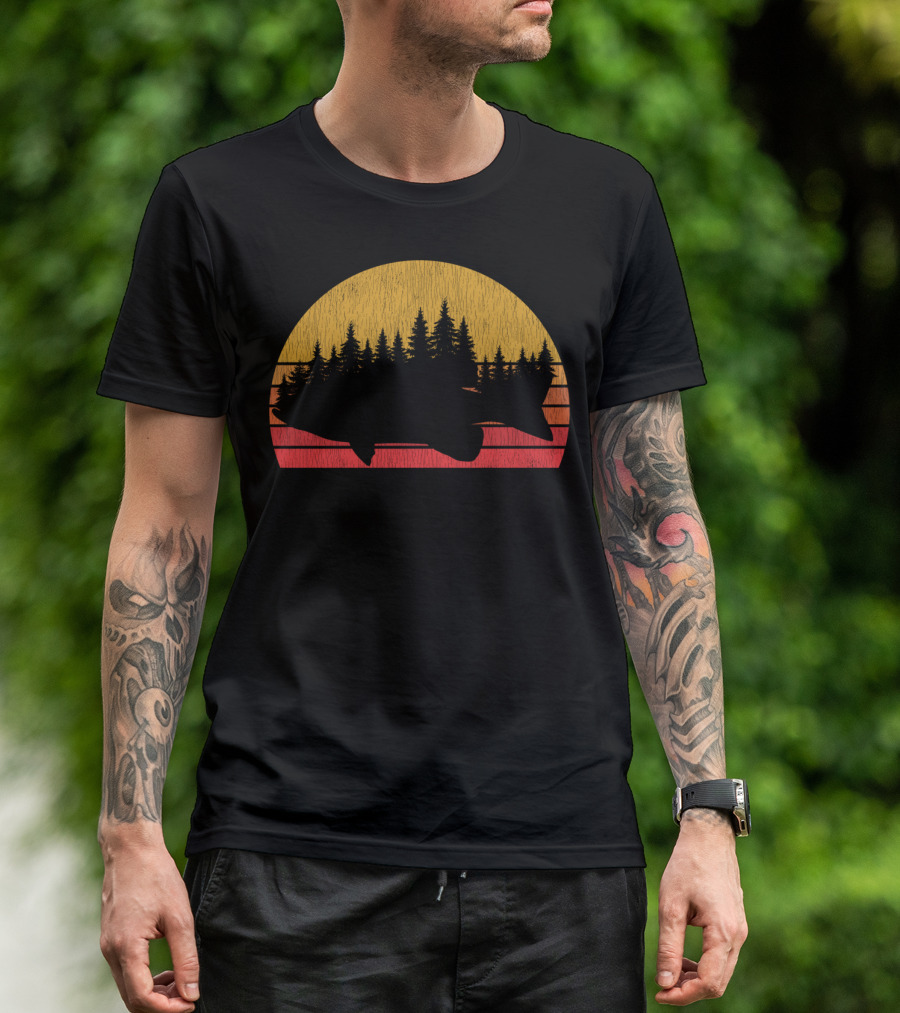 Largemouth Bass Forest Sunset Fishing T-Shirt