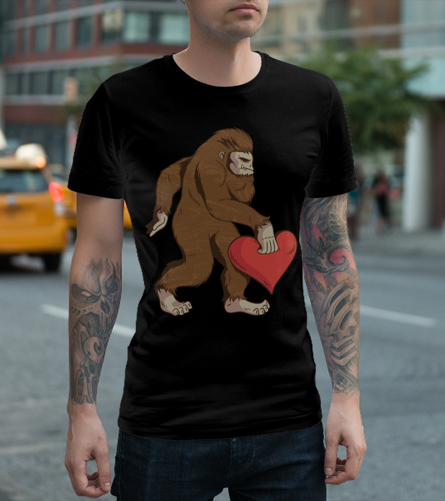 Bigfoot Carrying Heart T-Shirt