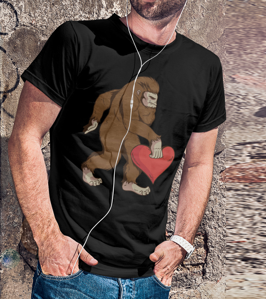 Bigfoot Carrying Heart T-Shirt