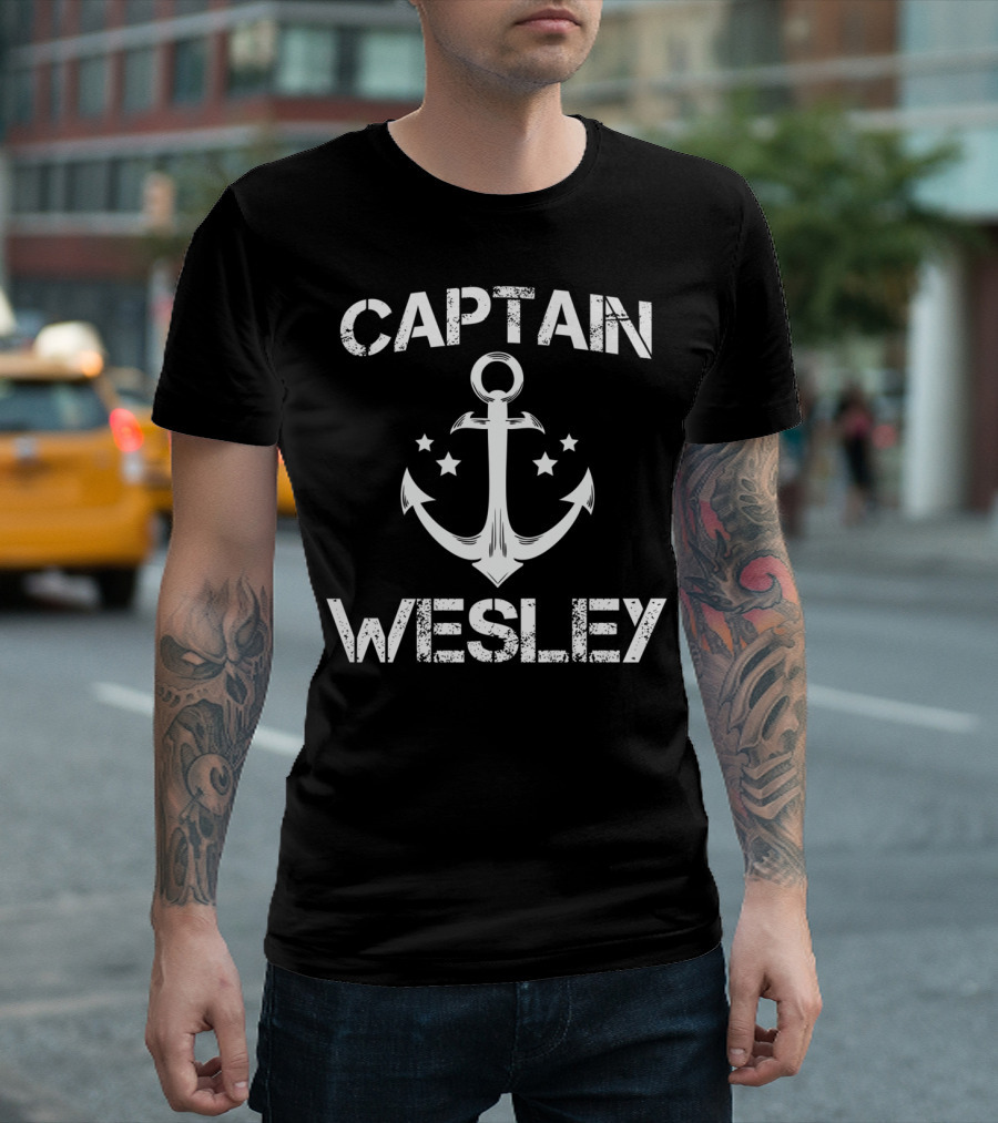 CAPTAIN WESLEY Nautical Anchor Stars T-Shirt