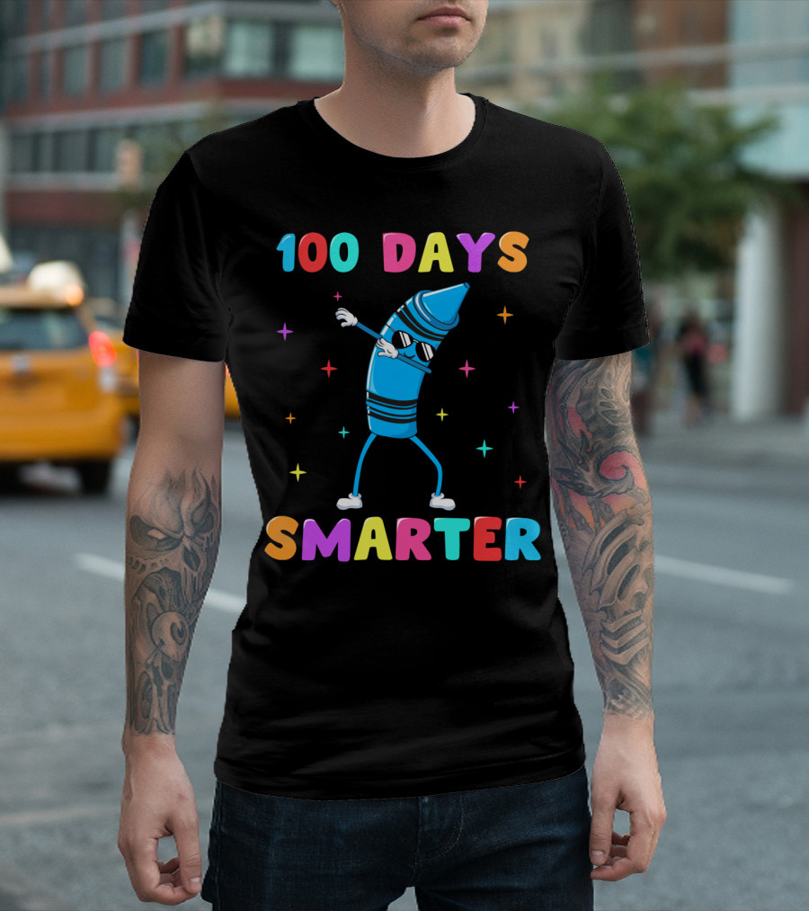 Crayon Dabbing 100 Days Smarter 100Th Day T-Shirt