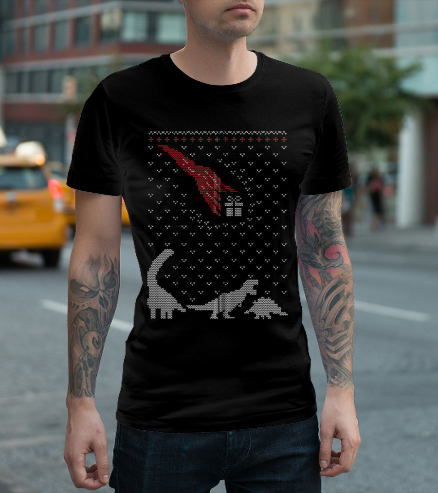 Dinosaur Asteroid Meteor Christmas T-Shirt