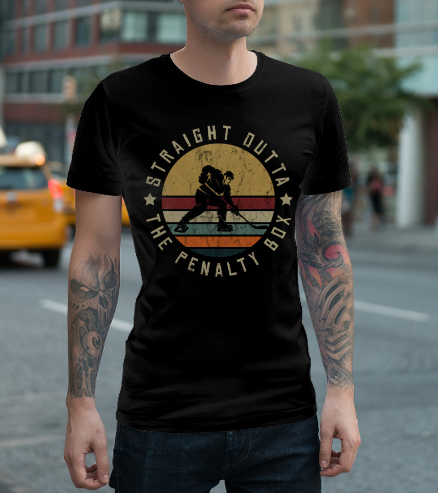 Straight Outta The Penalty Box Ice Hockey Player Vintage Retro T-Shirt