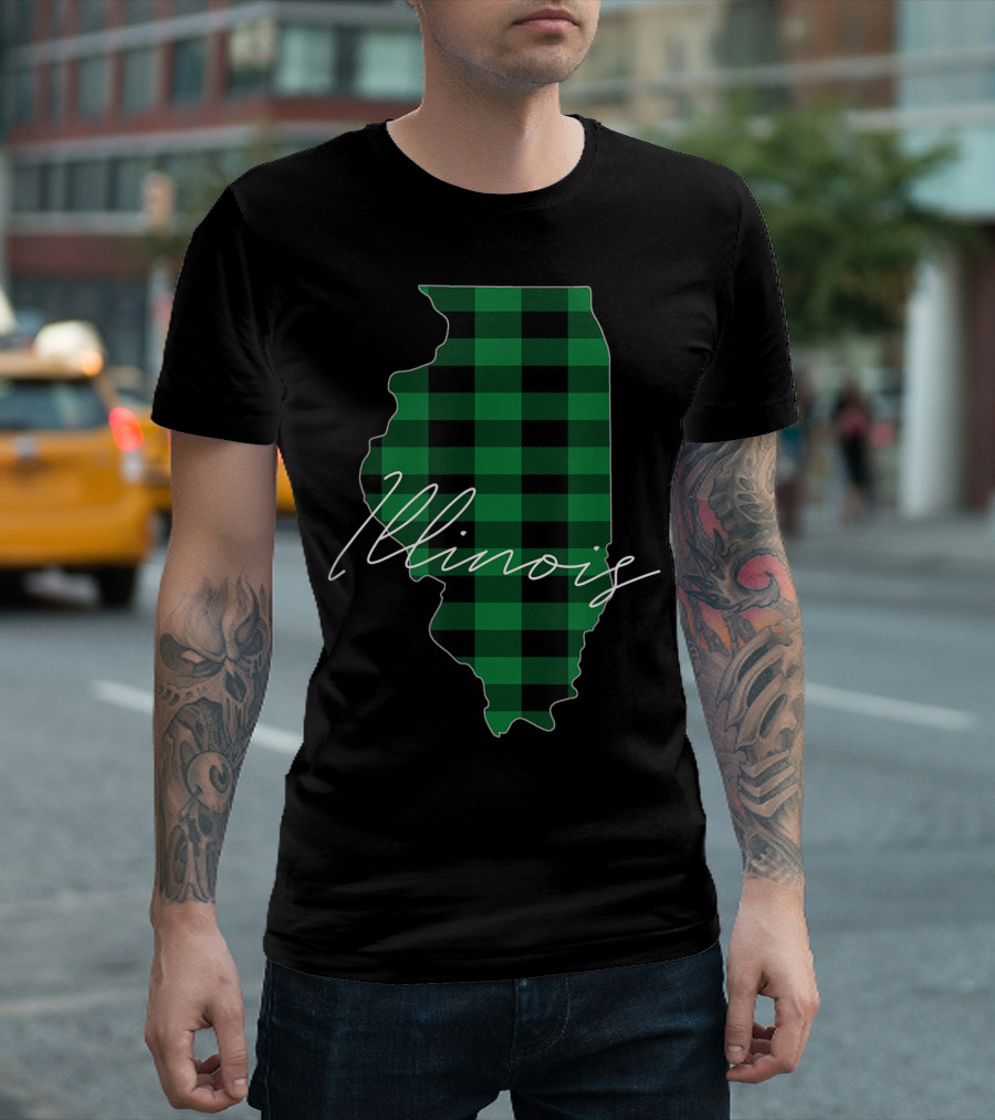 Illinois Buffalo Plaid Christmas Unique USA T-Shirt