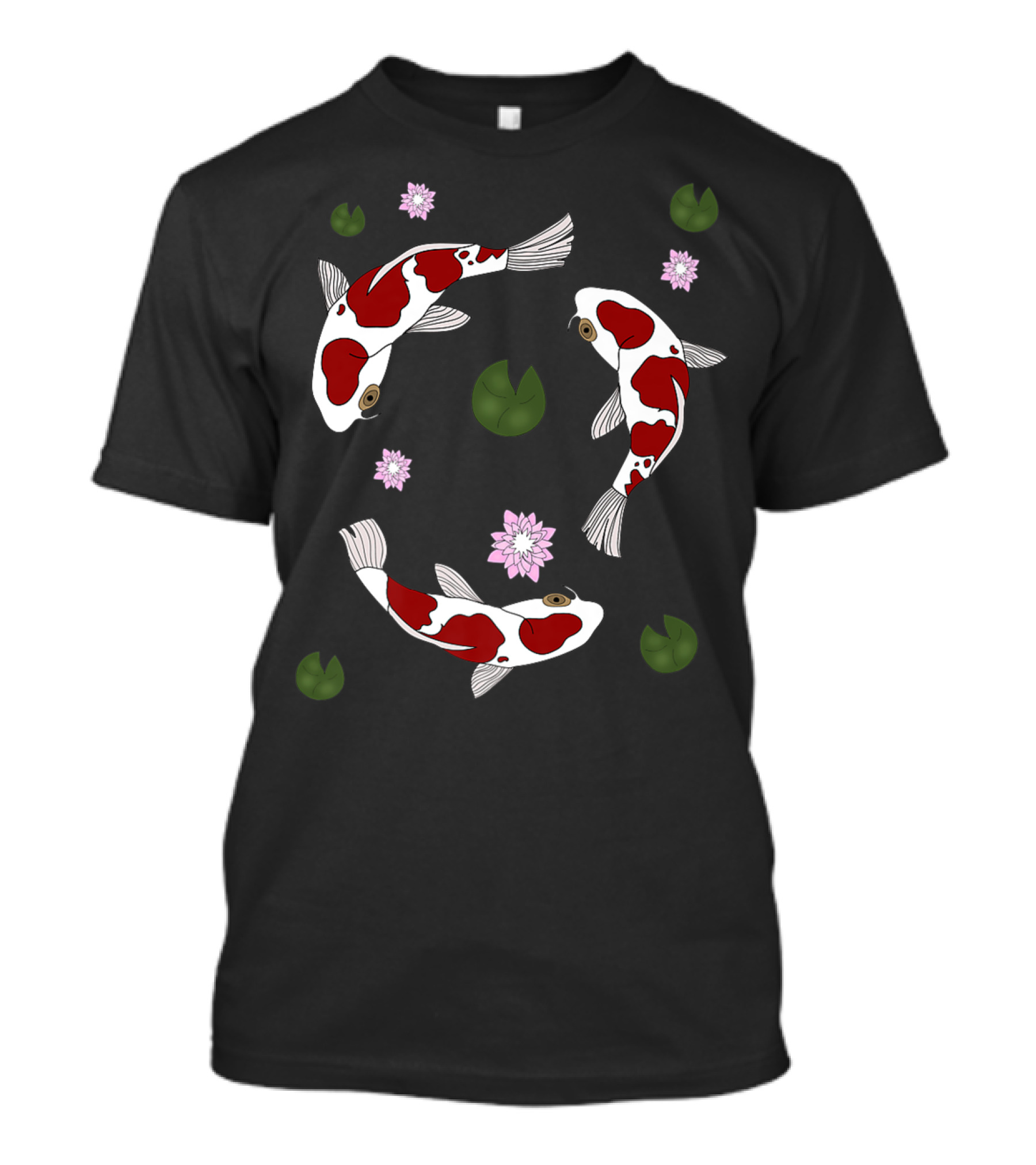 Koi Fish Chinese Carp Lily Pads Blossoms T-Shirt