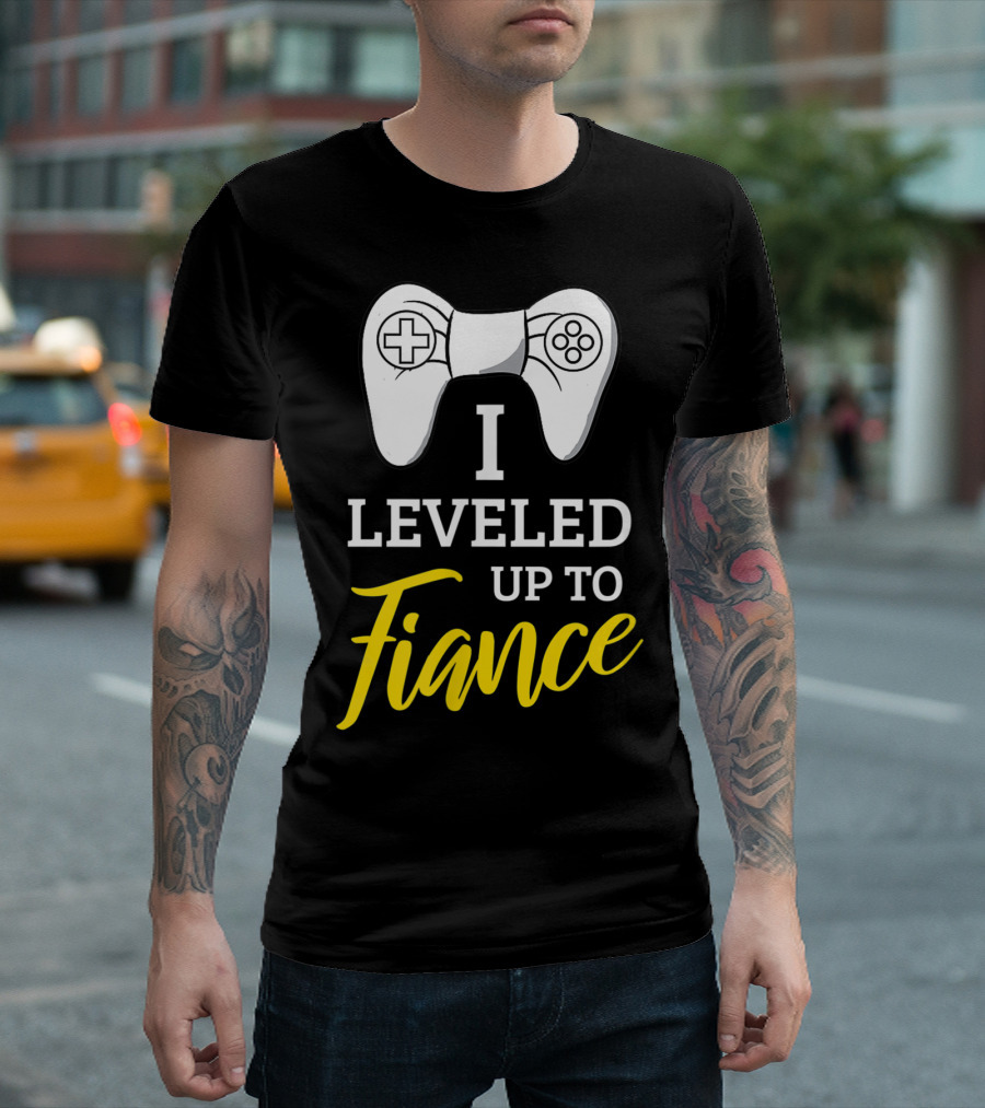 I Leveled Up To Fiance with Video Game Controller T-Shirt