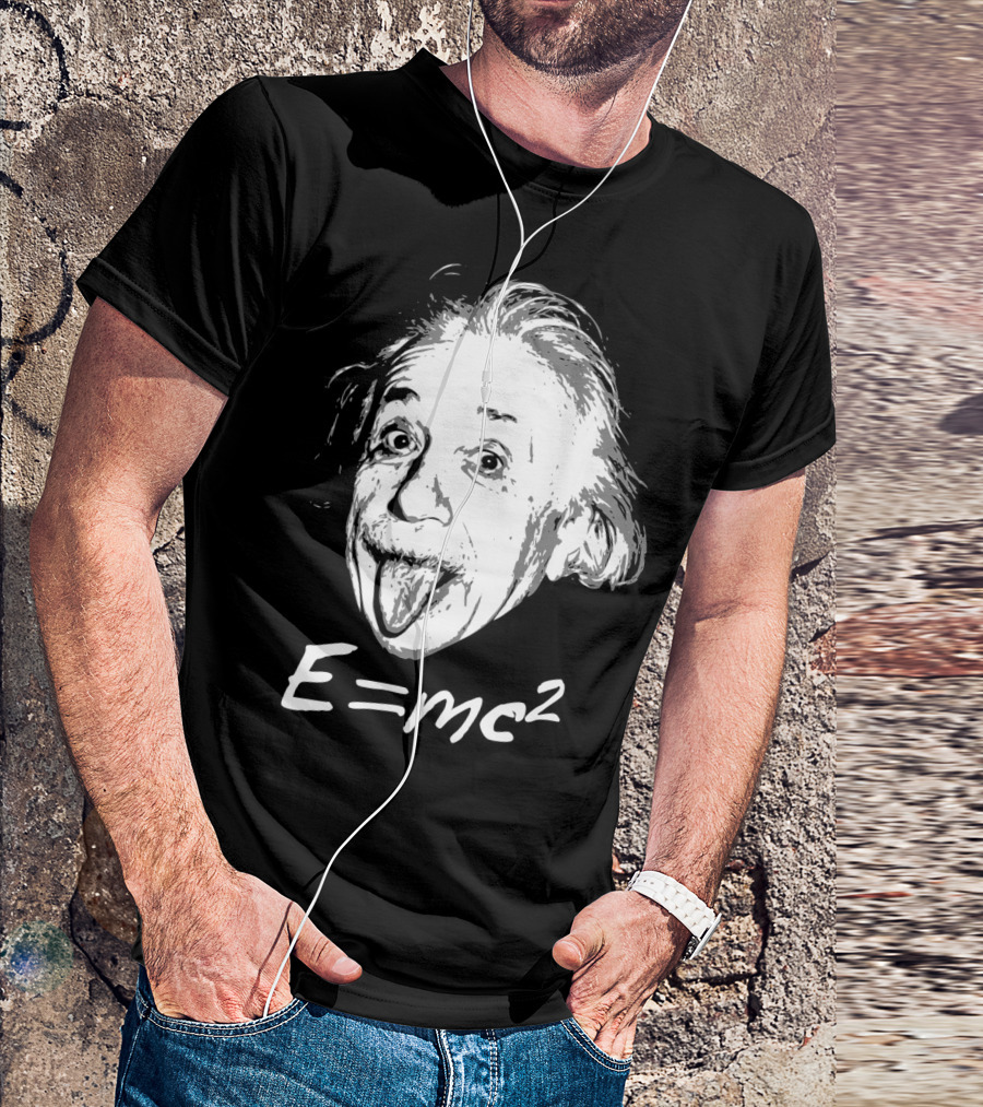 Nerdy Einstein Sticking Tongue Out E=Mc2 Iconic Expression T-Shirt
