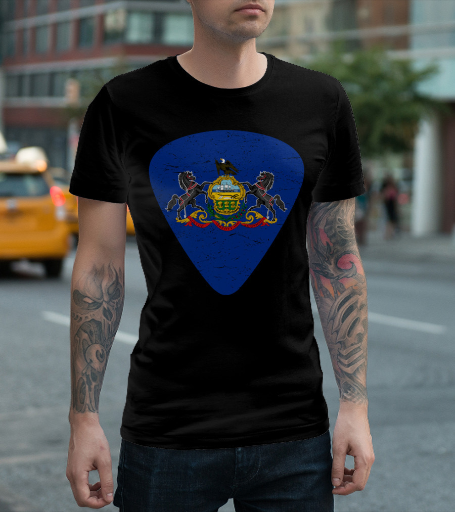 Pennsylvania State Flag Guitar Pick T-Shirt
