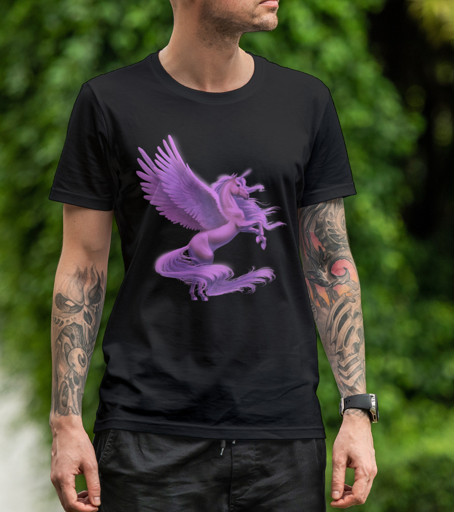 Majestic Pink And Purple Winged Unicorn Pegasus T-Shirt