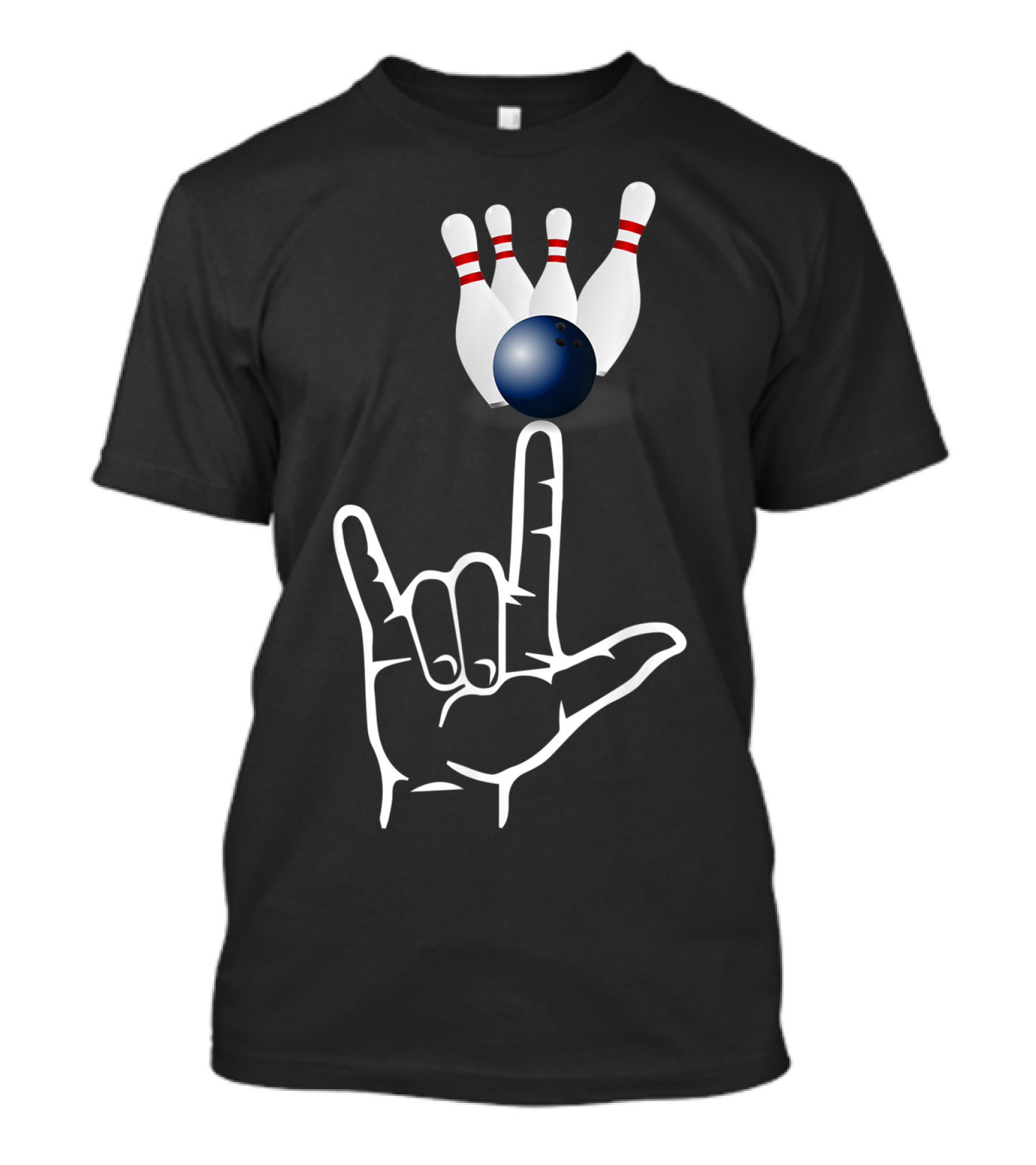ASL Sign Language I Love You Bowling Sport Pins And Ball T-Shirt
