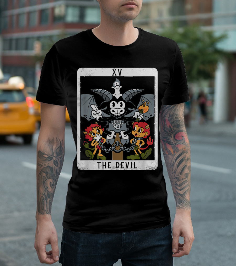 Baphomet Devil Tarot Card XV The Devil Occult Characters T-Shirt