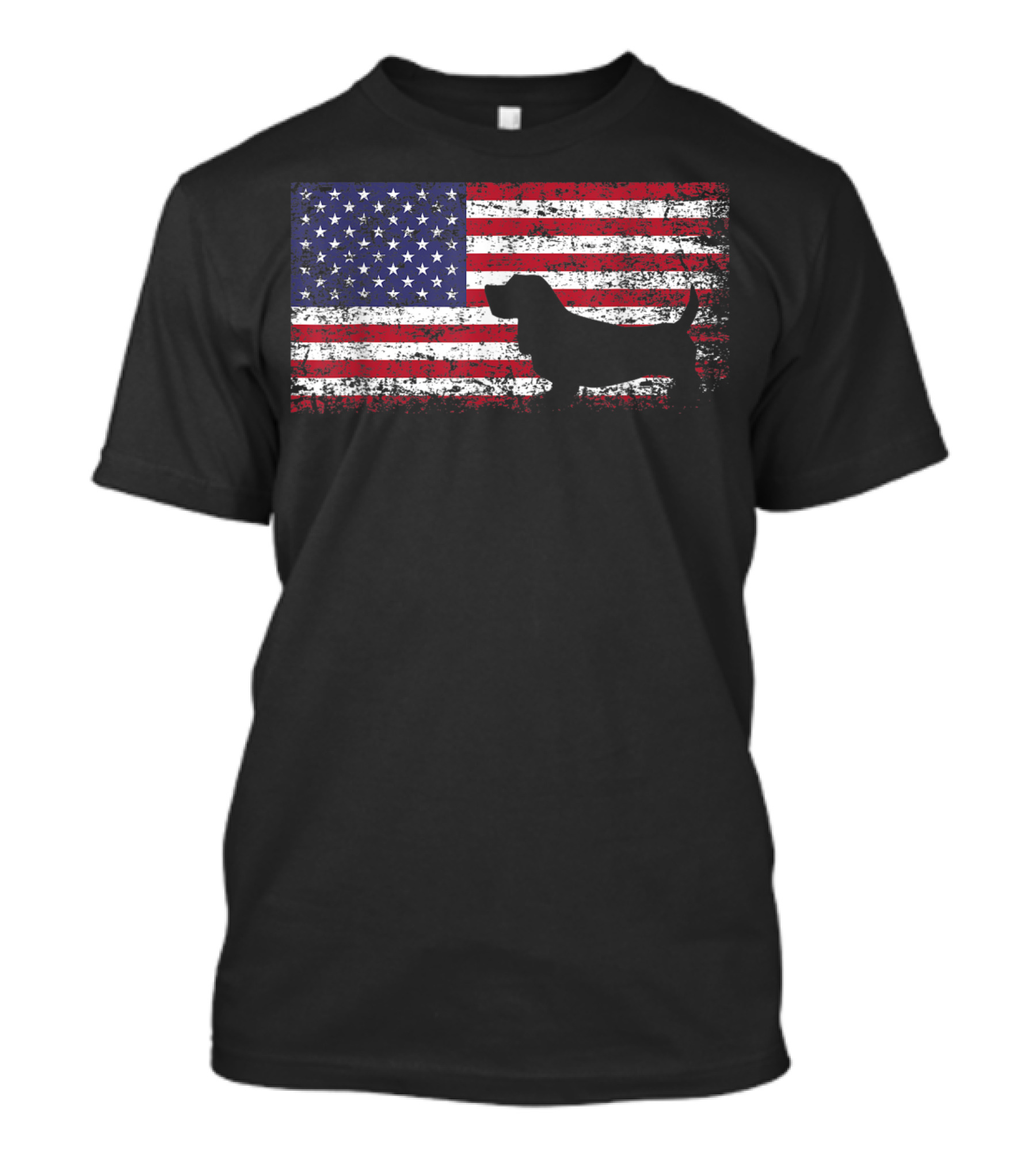 Basset Hound Silhouette American Flag I Love My Basset T-Shirt