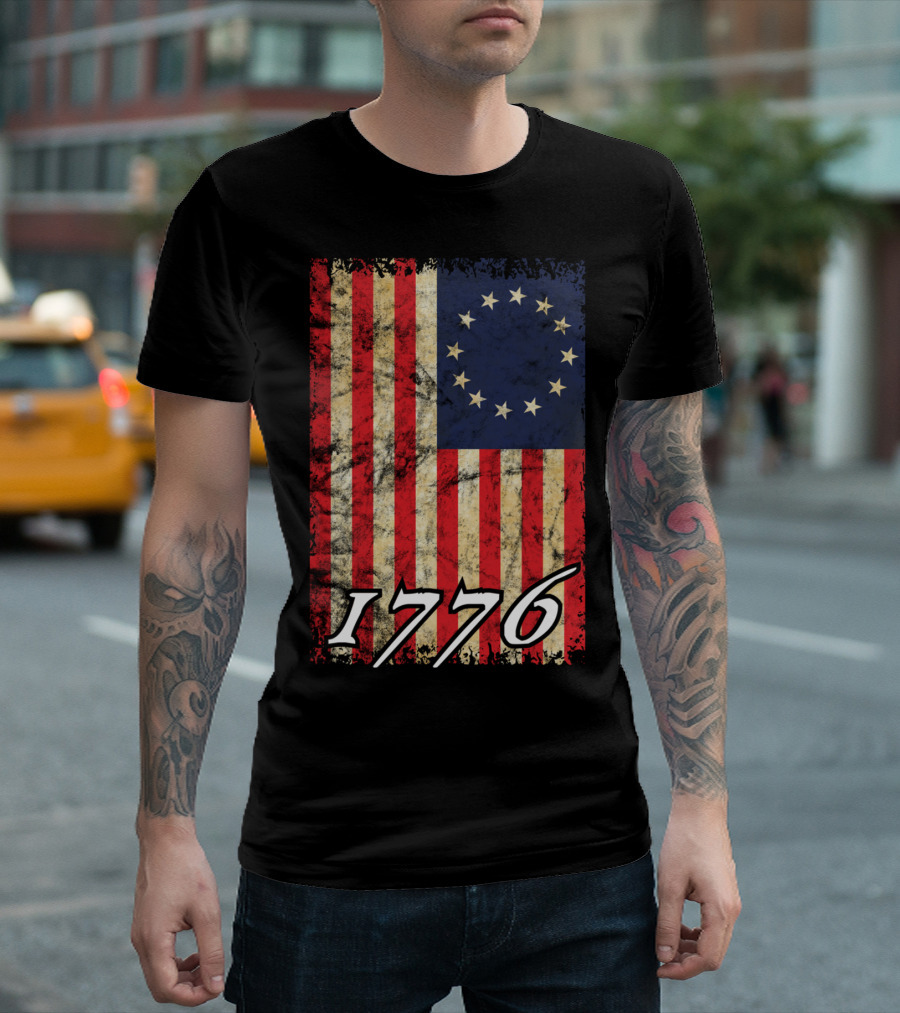 Betsy Ross Flag 1776 Vintage American Revolutionary Heritage T-Shirt