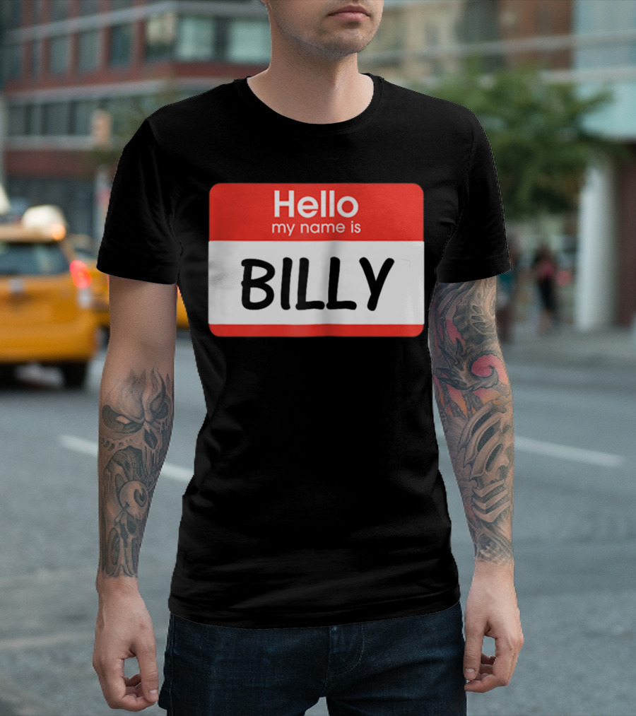 Hello My Name Is Billy Red Name Tag T-Shirt