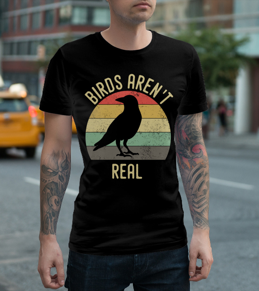 Birds Aren't Real Retro Silhouette Conspiracy T-Shirt
