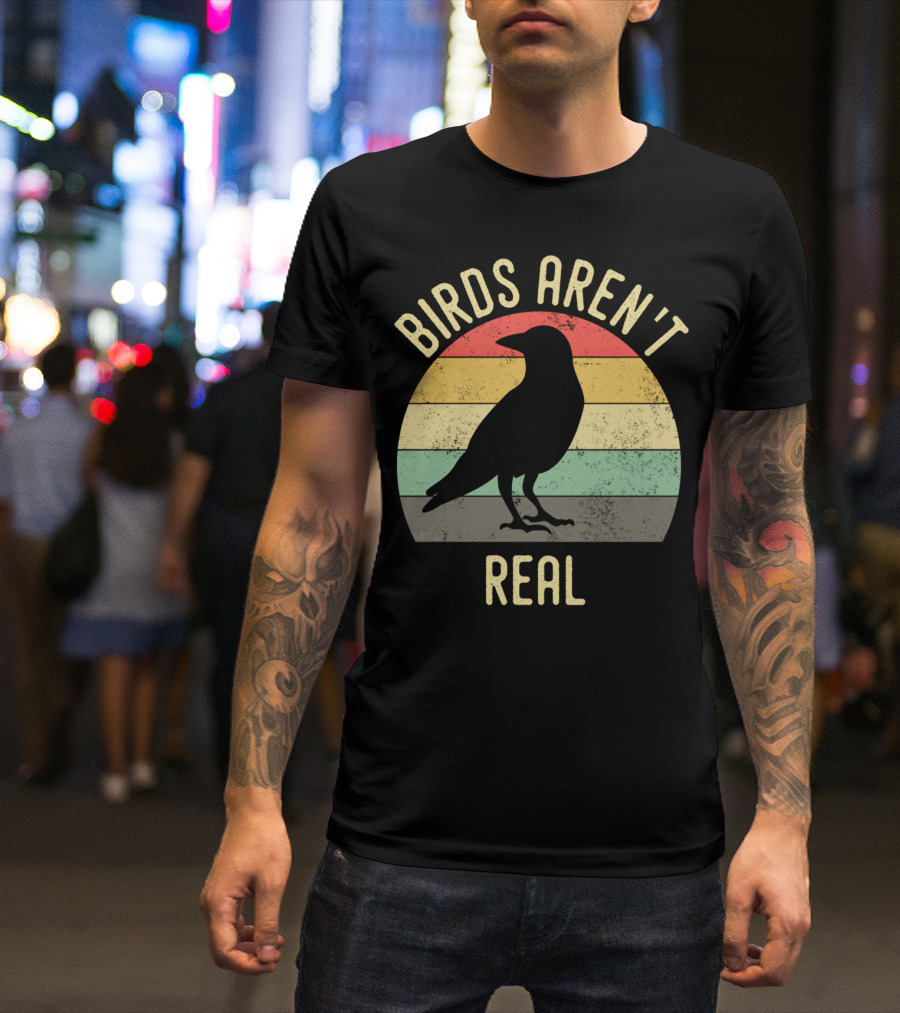 Birds Aren't Real Retro Silhouette Conspiracy T-Shirt