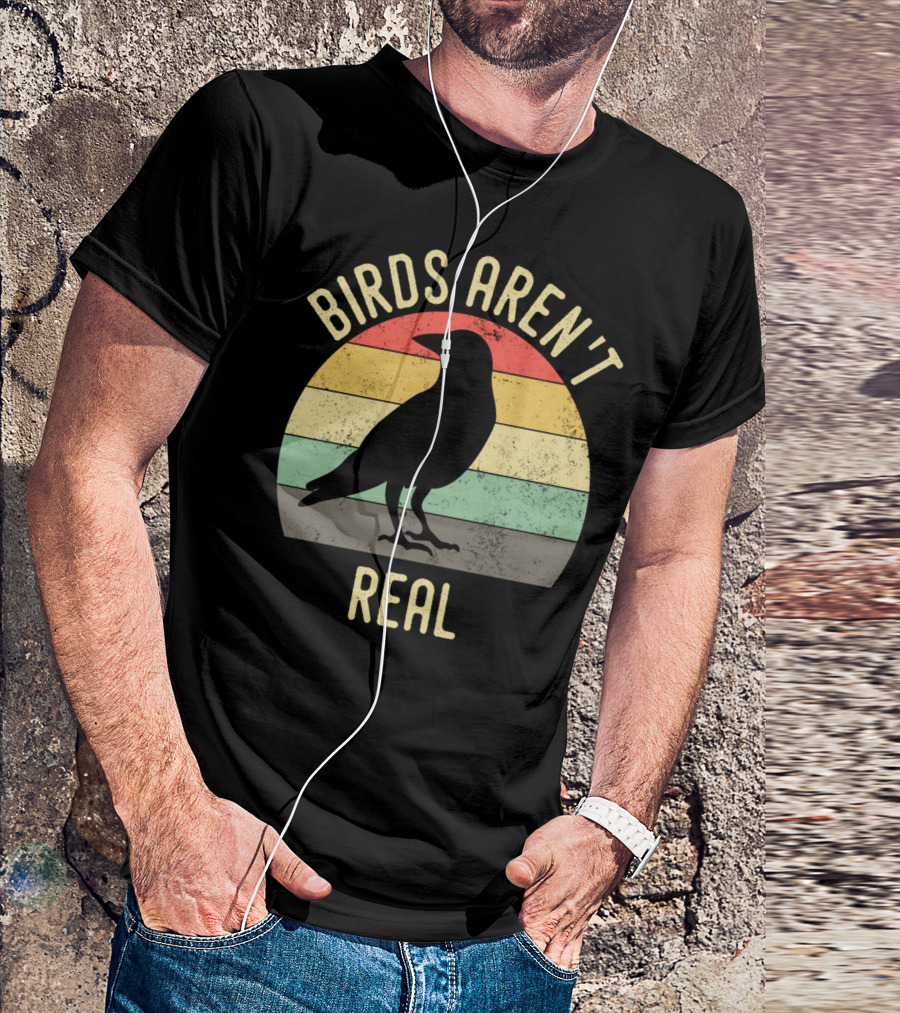 Birds Aren't Real Retro Silhouette Conspiracy T-Shirt
