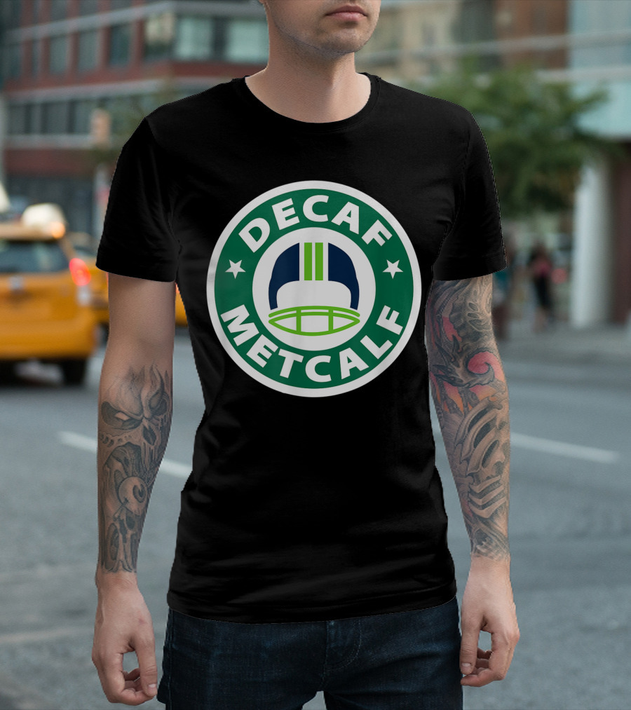 Starbucks Logo Parody Decaf Metcalf Football Helmet T-Shirt