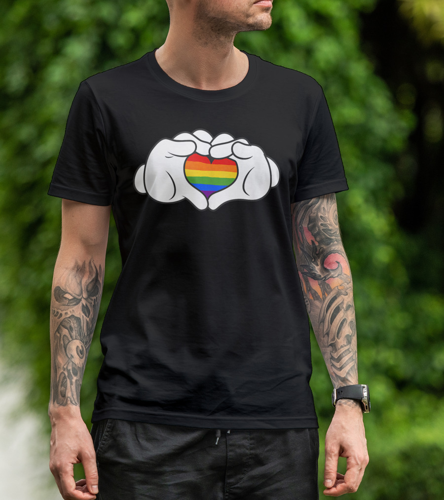 Mickey And Friends Rainbow Heart Gloves T-Shirt