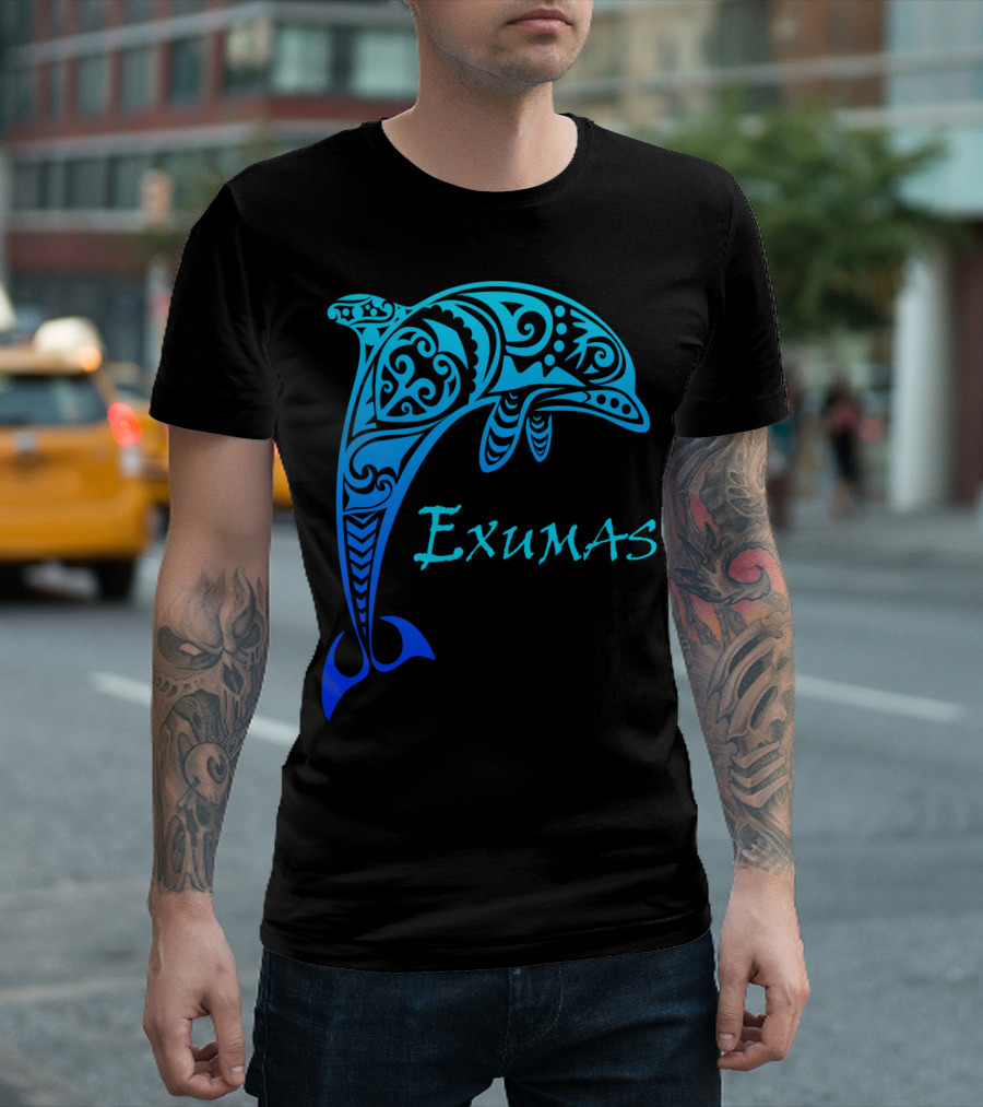Exumas Bahamas Tribal Dolphin Polynesian T-Shirt