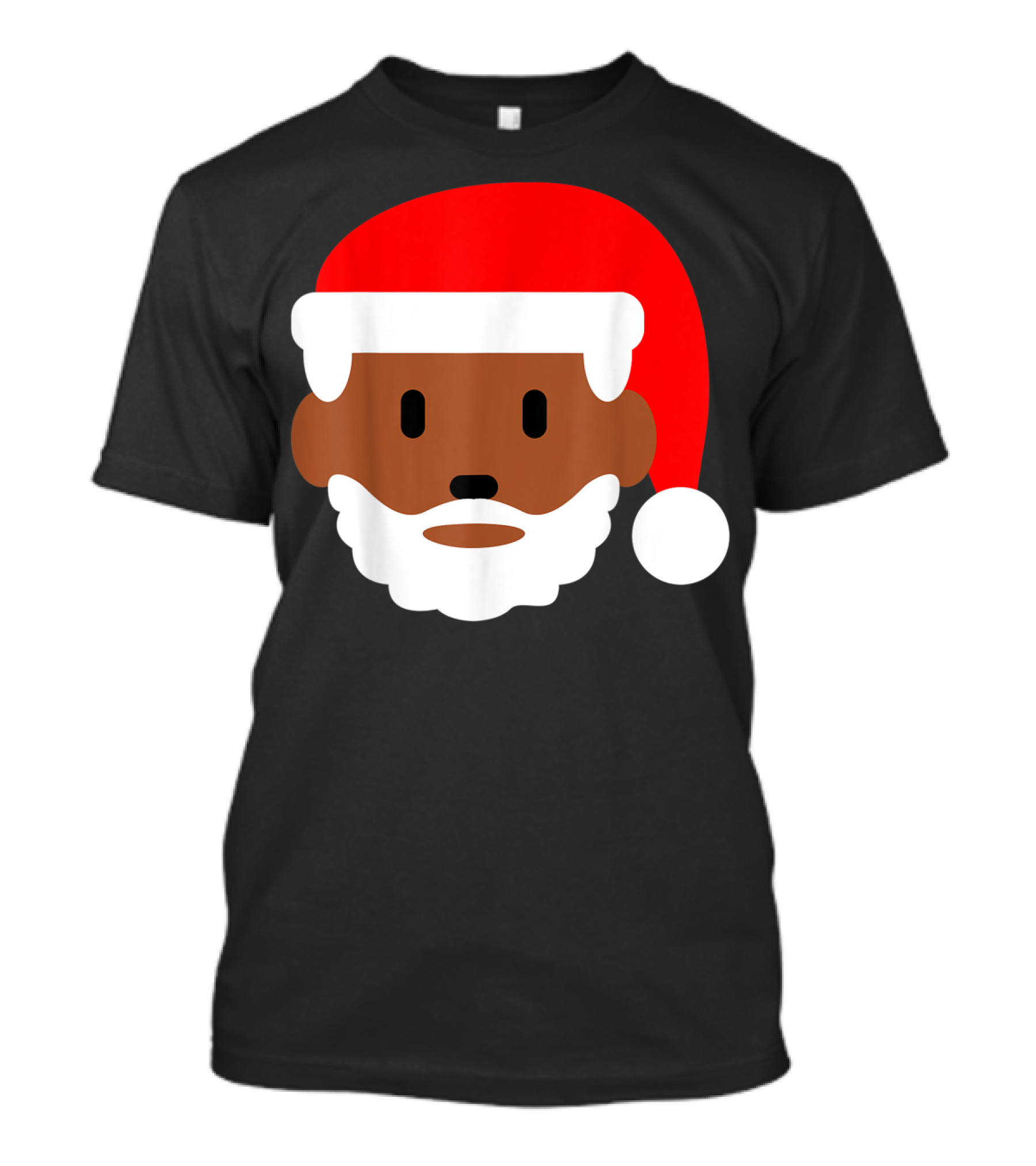 Festive Black Merry Christmas Santa Face Emoji Santa Hat T-Shirt