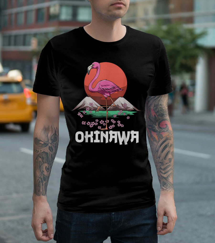 Okinawa Flamingo Cherry Blossom Sakura Japan T-Shirt