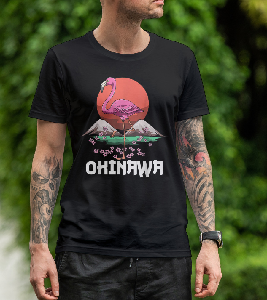 Okinawa Flamingo Cherry Blossom Sakura Japan T-Shirt