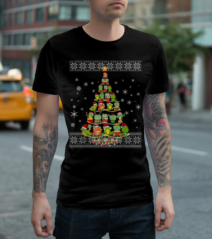 Funny Frog Lovers Ugly Christmas Tree T-Shirt