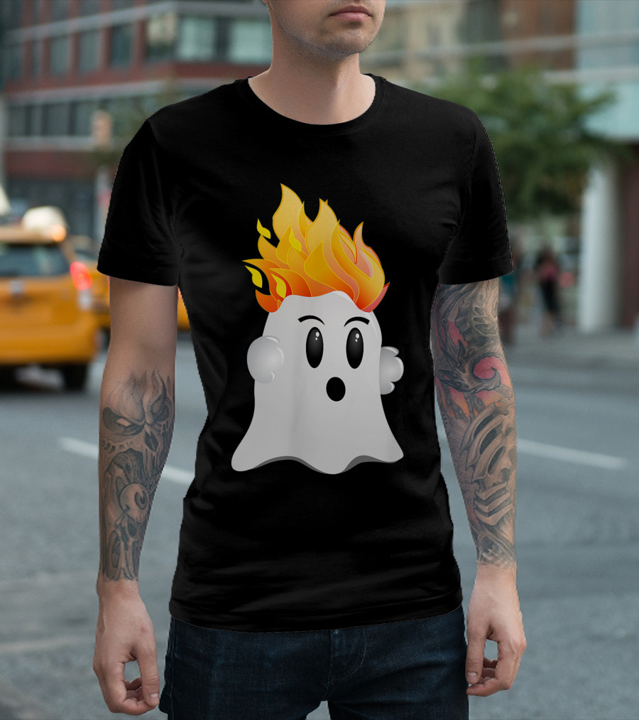 Funny Halloween Ghost With Fiery Redhead Ginger Hair Ginga T-Shirt