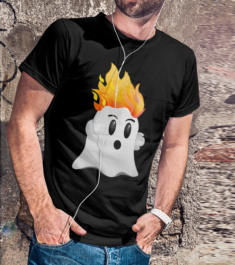 Funny Halloween Ghost With Fiery Redhead Ginger Hair Ginga T-Shirt
