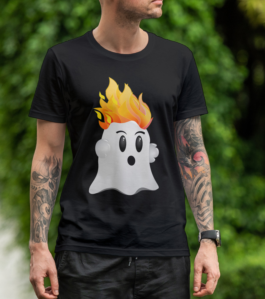 Funny Halloween Ghost With Fiery Redhead Ginger Hair Ginga T-Shirt