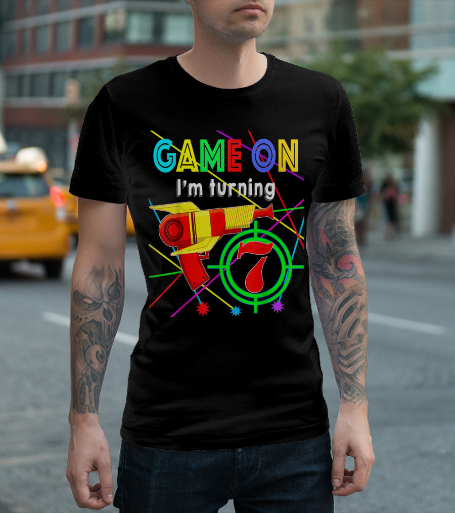 Game On I'm Turning 7 Laser Tag T-Shirt