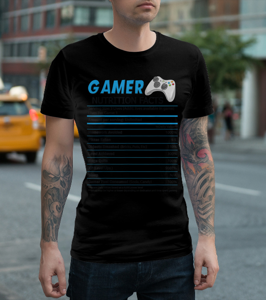 Gamer Nutrition Facts Game Controller Unlimited Thanksgiving Xmas Christmas Food T-Shirt