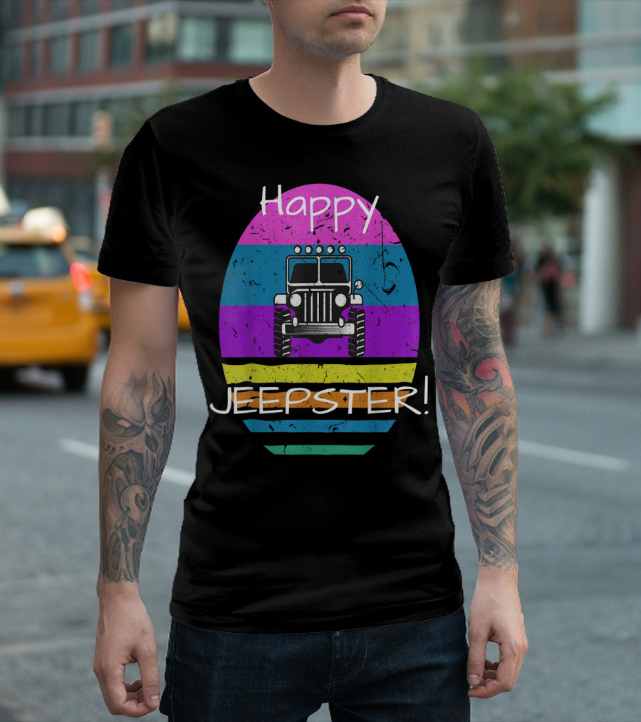Happy Jeepster Funny Distressed Easter Egg Jeep T-Shirt